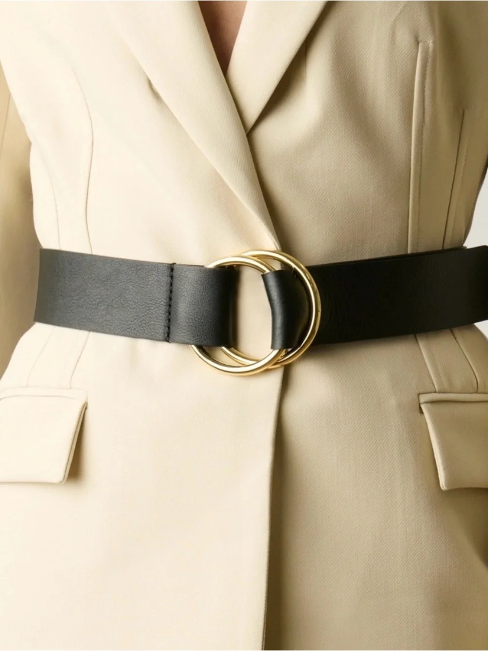 B-Low the Belt Tumble Vegan Leather Wrap double ring belt